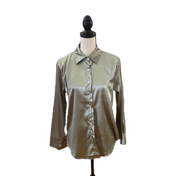 Tops - Satin Button Down Blouse